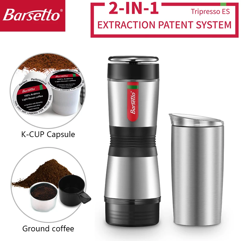 Barsetto 2 в 1 портативная кофемашина ручная Капсульная кофеварка для эспрессо K-Cup