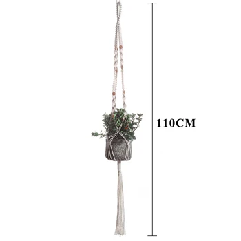

4PCS Bohemian Hand-woven Wall Hanging Net Bag Wall Hanging Potted Hanging Basket Hanging Baskets Flowerpot Plant Holder Pot