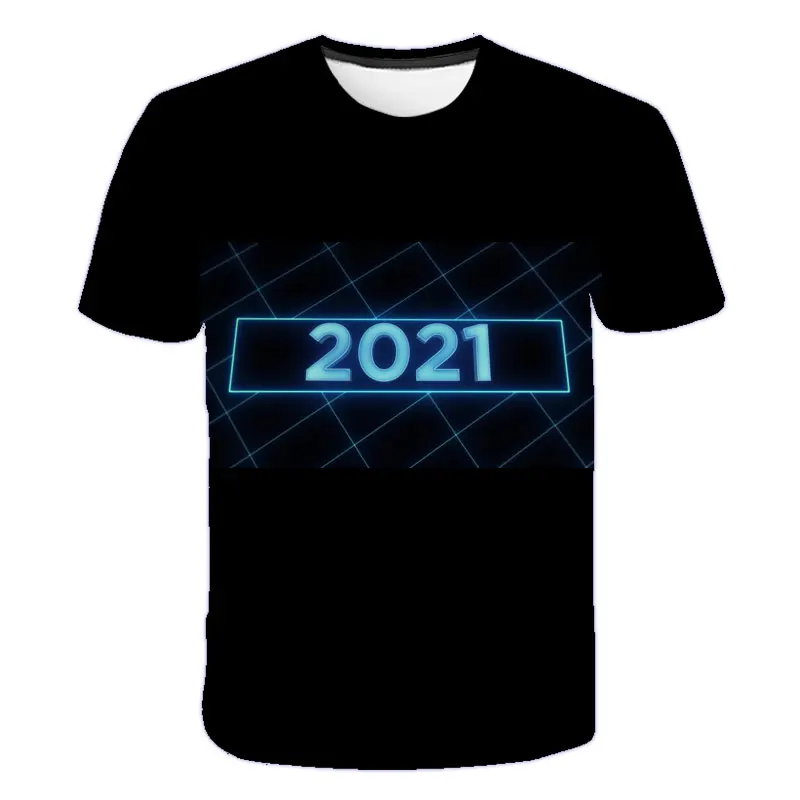 Летняя футболка для мальчиков и девочек 4-19 лет новый год 2021 3d печать фейерверков