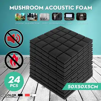 

24pcs 50x50x5cm Soundproof Foam Sound Absorption Treatment Panel Wedge Protective Sponge Flame Retardant Studio Acoustic Foam