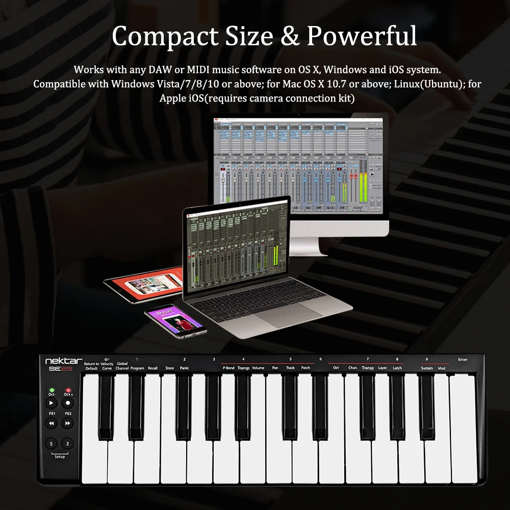 SE25 мини 25-ключ USB MIDI контроллер клавиатуры скорость USB-приведенный в действие Электрический аксессуары