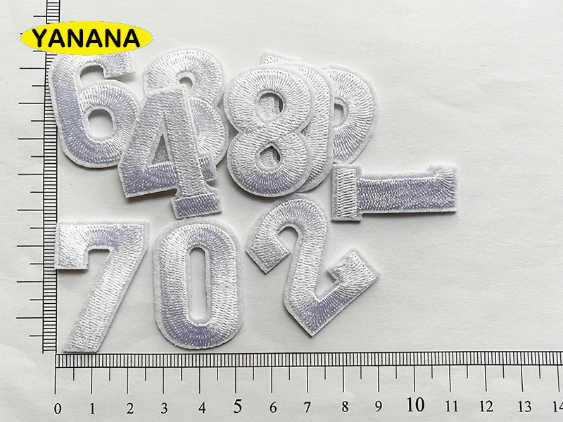 White Number Embroidery Patches for T shirt Iron on Stripes Appliques Clothes Stickers Clothing Badges DIY clothing