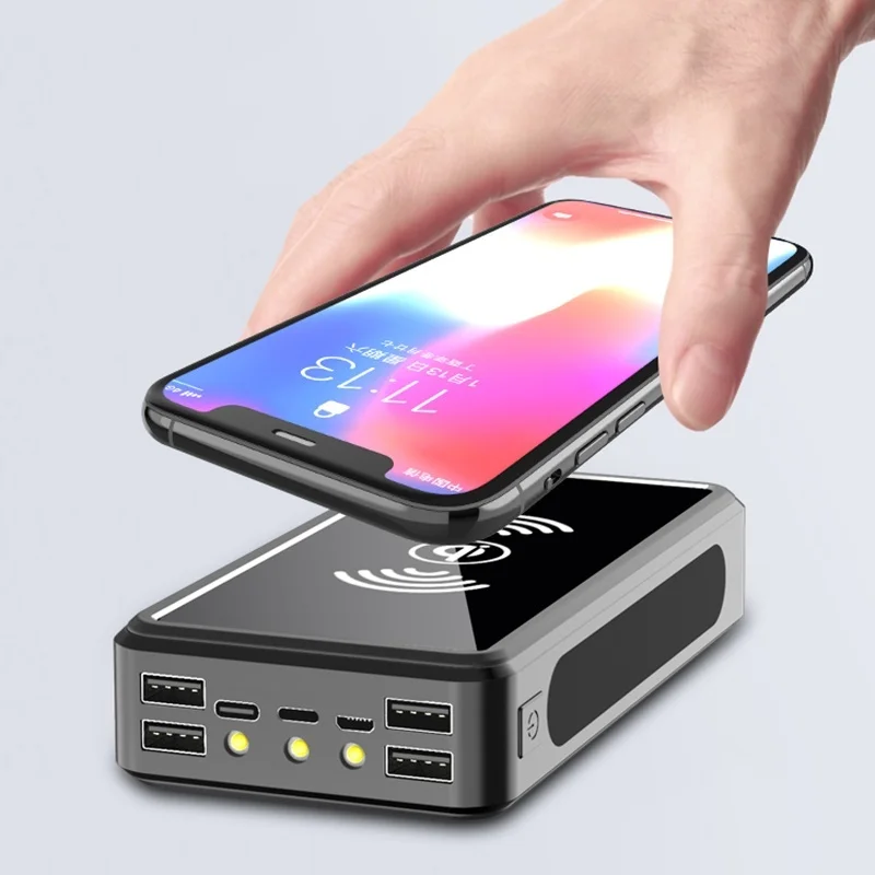 80000mAh Qi Беспроводной внешний аккумулятор солнечной энергии 4usb зарядное