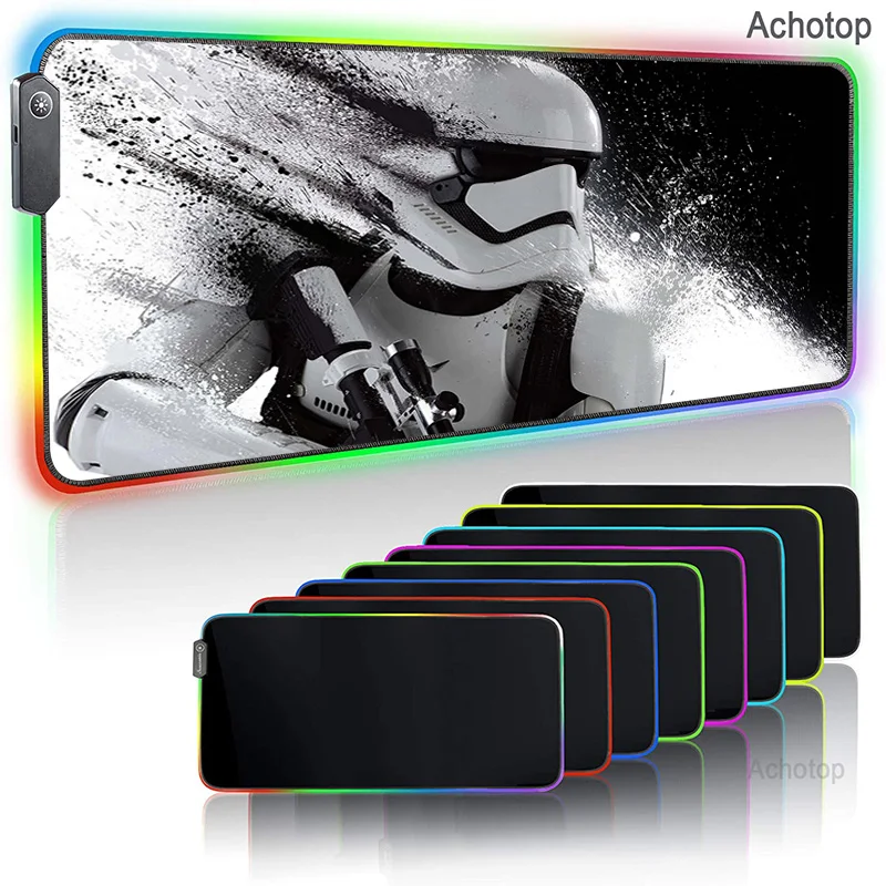 DIY Star Wars RGB Large Gaming Mouse Pad Computer Gamer USB LED Lighting Colorful Luminous XXL Mousepad Desk Pad with Backlit