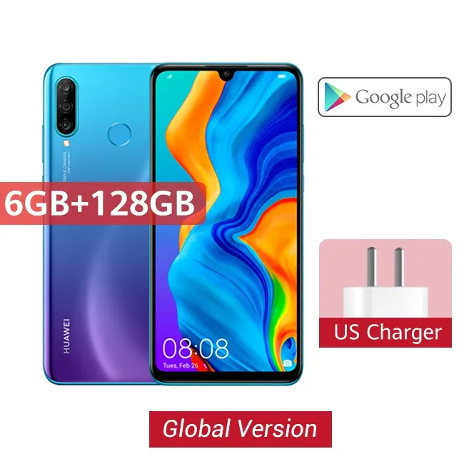 Глобальная версия huawei P30 Lite 6 ГБ 128 Гб Смартфон P30Lite 6,15 дюймов Kirin 710, четрыре ядра, мобильный телефон, EMUI Android 9 мобильного телефона - Цвет: 6GB 128GB Blue