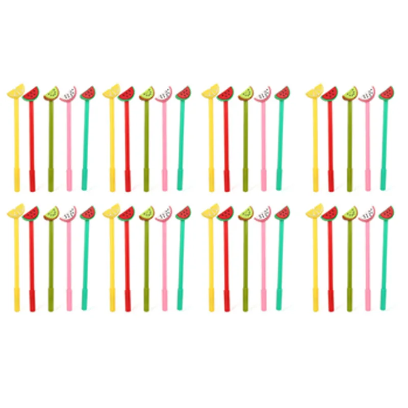 

40 PCs Creative Small Fresh and Lovely Fruit Slice Gel Pen Student Black Water Pen Carbon Pen Stationery Kawaii School Supplies