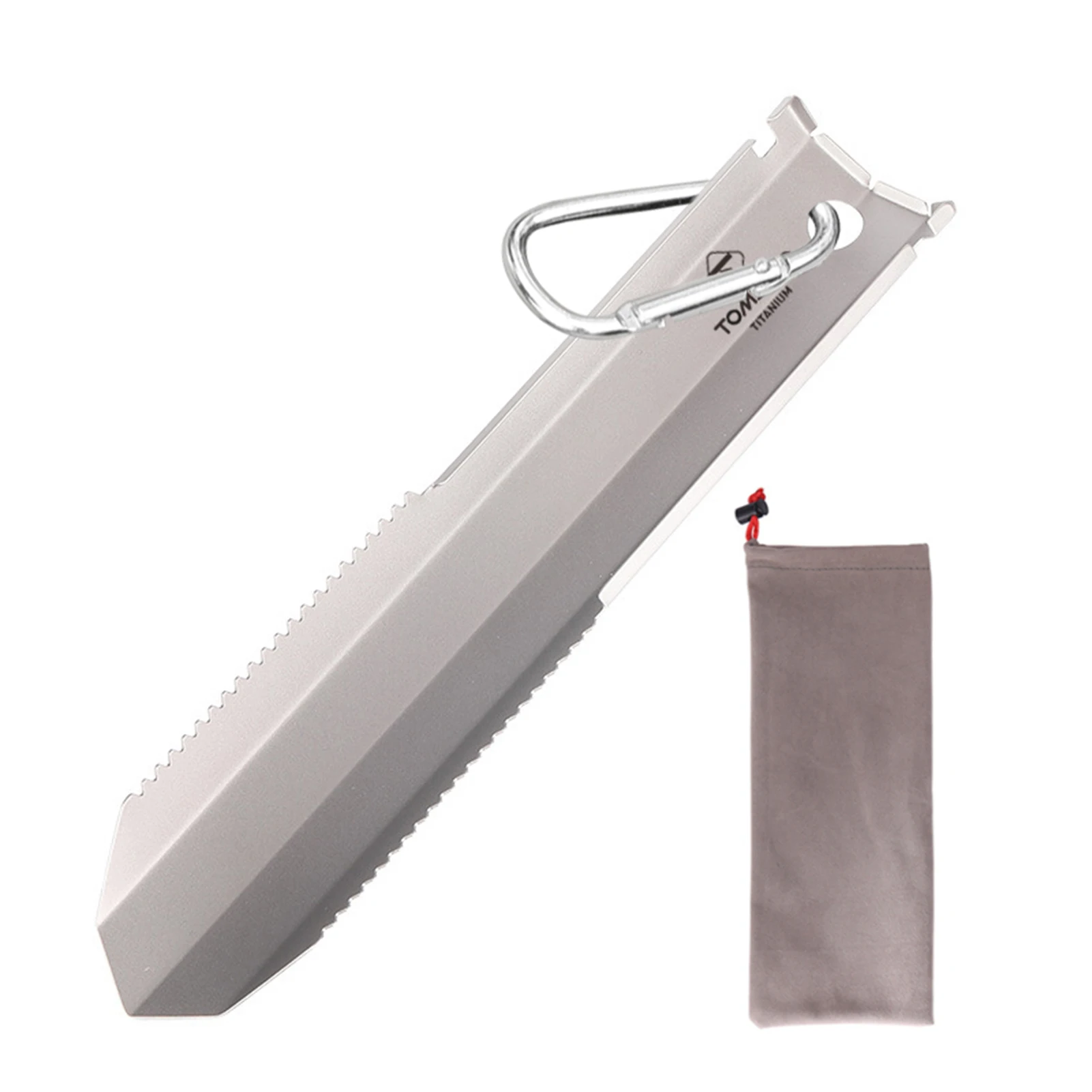 TOMSHOO Titanium Garden Hand Serrated Shovel Outdoor Camping Shovel Hiking Backpacking Trowel with Clip