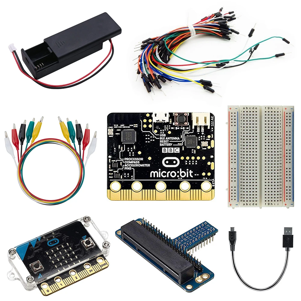 Kaufen BBC micro bit bord Micro bit Starter Kit, microbit Board fall + Alligator Clips + ausbau bord Verwendet für Lehre DIY Anfänger