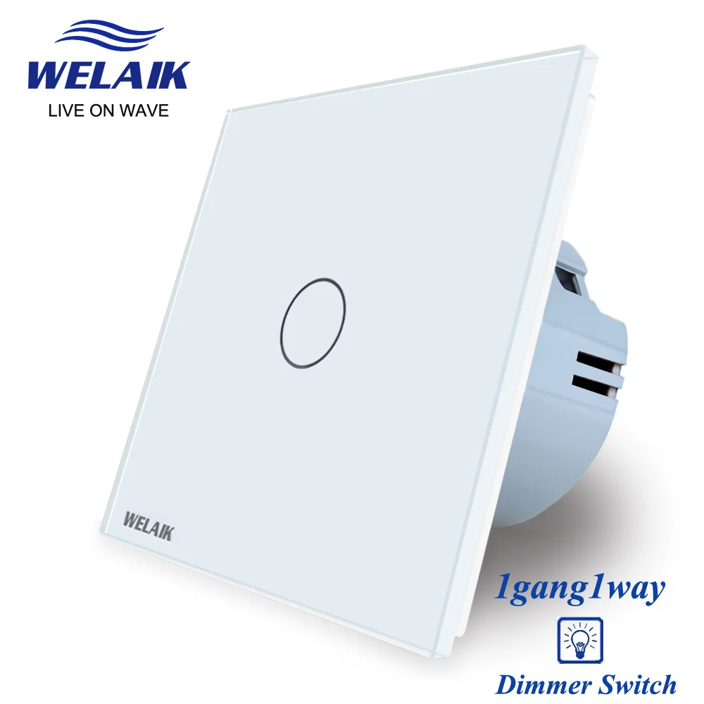 

WELAIK EU Standard Dimmer Wall Touch Switch 80*80mm Single FireWire Glass Panel 1Gang 1Way Touch Switch 220V A1911TG