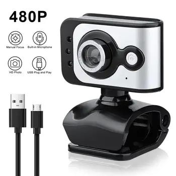 

HD 480P Webcam PC Computer Camera for Skype Live Class Conference with Built-in Microphone USB Video Camera Widescreen Video