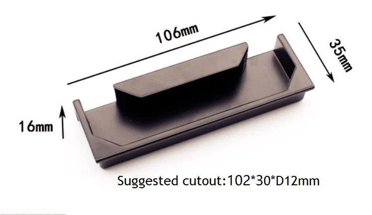 4 шт./лот, цинк, врезной Встроенный Матовый черный кухонный ящик, шкаф, фурнитура, Мебельная ручка, ручка для пальца - Цвет: CC96mm