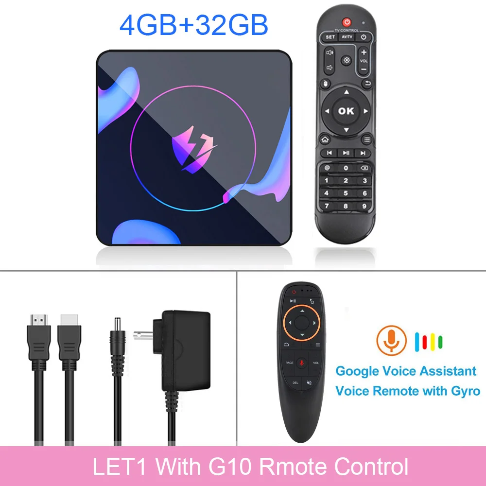LEMADO LET 1 Android tv Box RK3318 Четырехъядерный 4G 64G HDMI 2,0 USB 3,0 Поддержка 2,4G& 5G Wifi 4K Netflix YouTube tv Box Android 9,0 - Цвет: 4G 32G G10