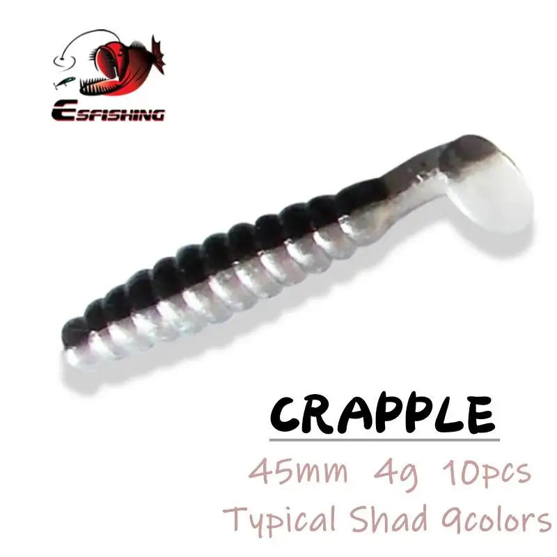 ESFISHING рыболовная Мягкая приманка Shad Crappie 10 шт. 45 мм 1 г Grub Pesca Leurre силиконовая для
