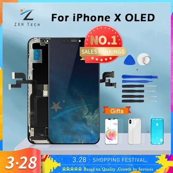 AAA+++ For iPhone X OLED With 3D Touch Digitizer Assembly No Dead Pixel LCD Screen Replacement Display For iPhoneX LCD with Gift 1
