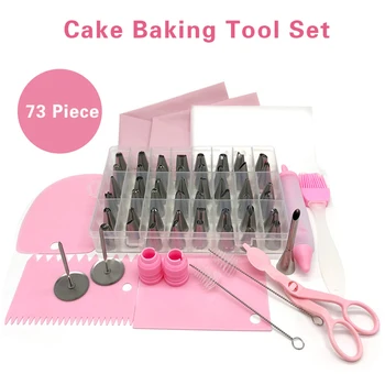 

73pcs/set Stainless Steel Nozzles DIY Cake Decorating Tool Set Pastry Bag Cake Decor Tool Icing Piping Cream Cookie Baking Tools