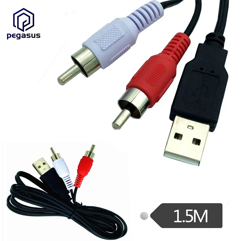 vurdere Fremragende hvordan man bruger 1.5m USB 2.0 A Male to 2RCA Phono AV Cable Lead PC TV AUX Audio Video  Adapter