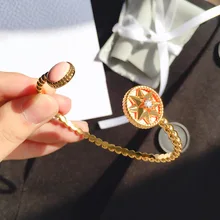 Новинка, модные ювелирные изделия в стиле панк для мужчин и женщин, Браслет-манжета в стиле хип-хоп, рок, золотой браслет с восьмиугольной звездой