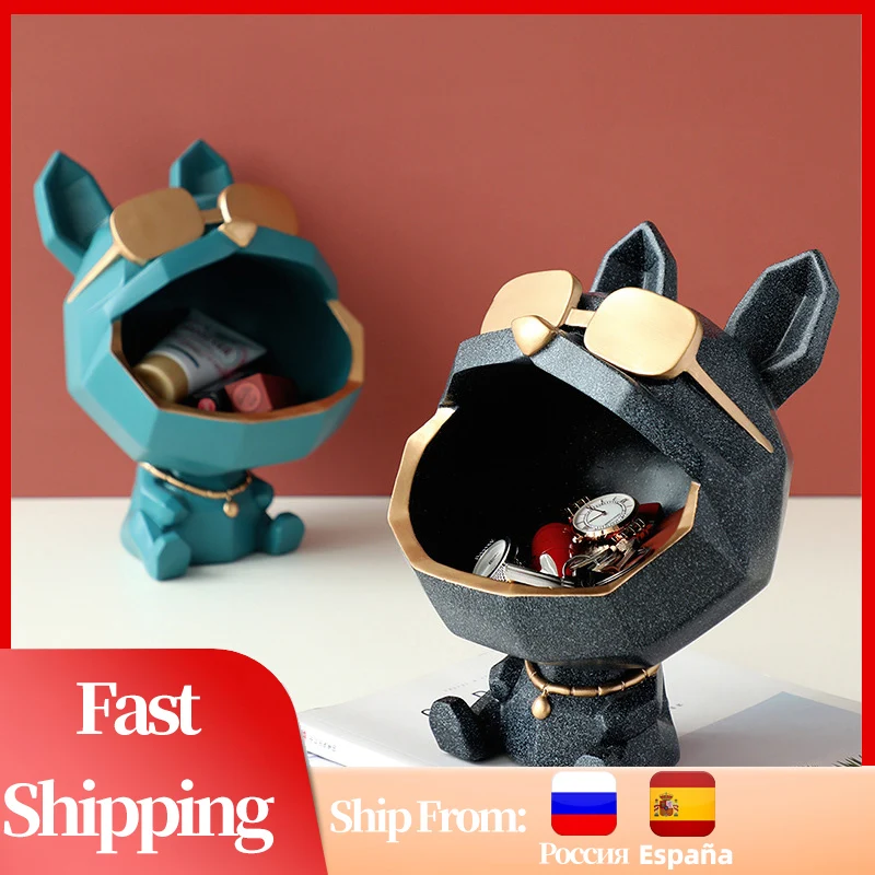 Figuritas de adorno para perros, caja de almacenamiento Interior, escultura de Animal en resina, estatua de Boca Grande para perro, accesorios de decoración del hogar