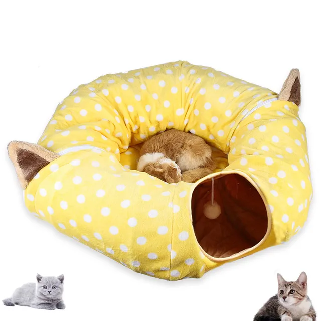 Cat Toy Collapsible Removeable Cat Tunnel Tube Pet Interactive Play Toys Sound Paper Ring Bell For Cat Ferrets Puppy