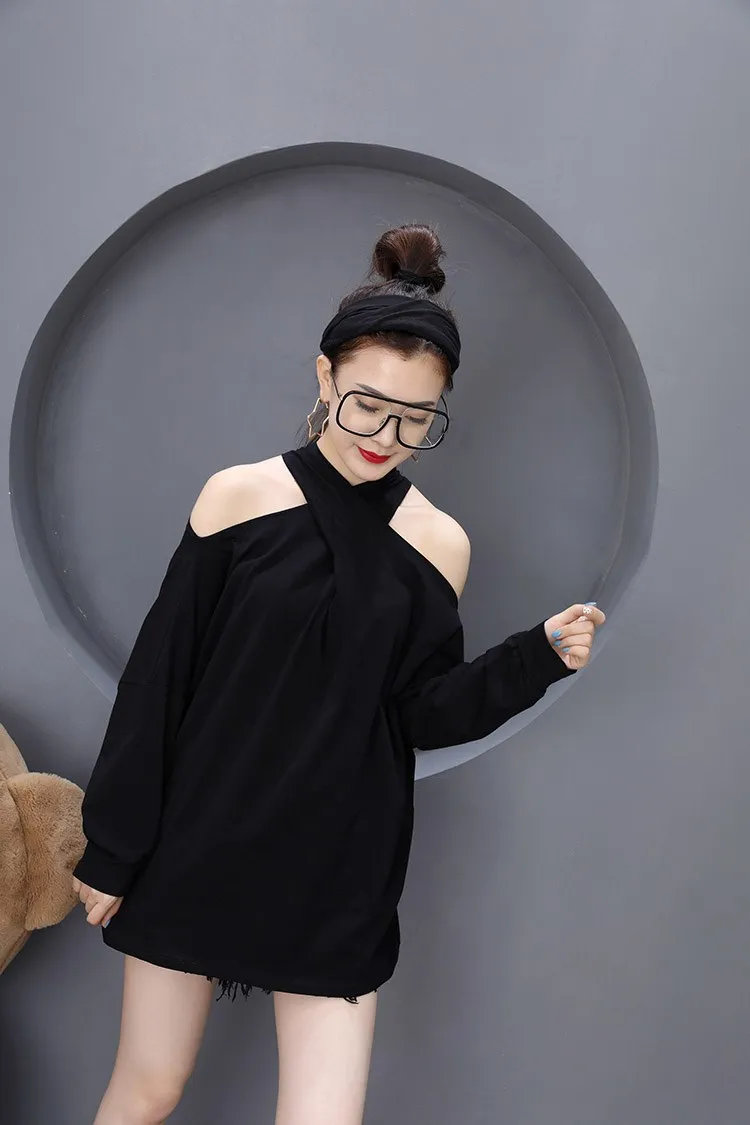 WHITNEY WANG Футболка женская Осенняя модная Уличная Сексуальная с открытыми плечами Холтер футболка женская футболка femme Топы