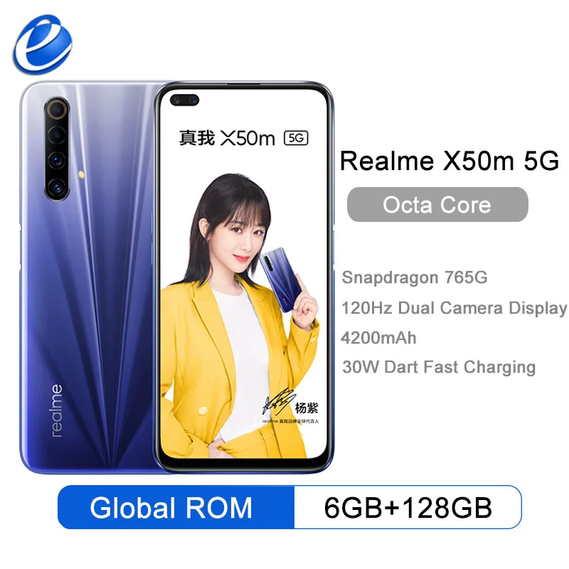 Новинка оригинальный смартфон Realme X50m Φ 128 ГБ 8 ГБ/6 6 57 дюйма Snapdragon 76 120 Гц камер 48 МП