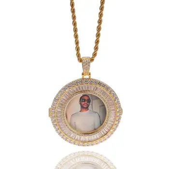 

Hip Hop New Custom Made Picture Medallions Pendant Necklace Square AAA Cubic Zircon Iced Out Men Women Custom Jewelry