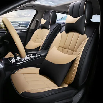 

5-Seats Car Seat Covers PU Leather Protector+Cushions+ Headrests Pillow Luxury Car Seat Covers Full Set Car Interior