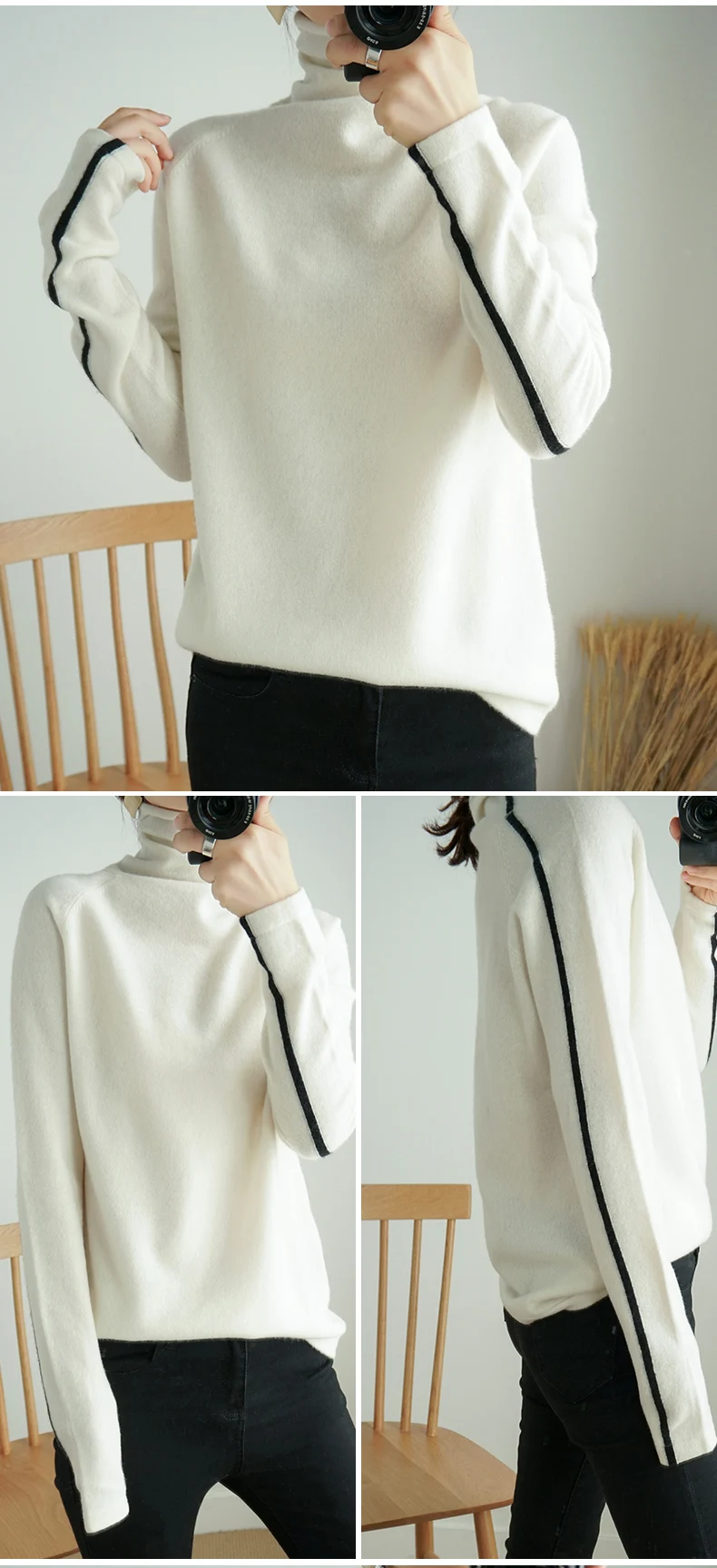 autumn winter wool Sweater High Collar Quality Large size Thick Pullover Warm Female Soft casual Heap collar Sweater