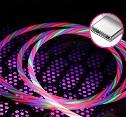 For Type-C Colorful Автомобильный светодиодный usb-кабель для быстрой зарядки USBC шнур для Volkswagen Polo, Golf 5 6 7 Passat B5 B6 Bora MK5 MK6 Tiguan - Цвет: For Type-C Colorful