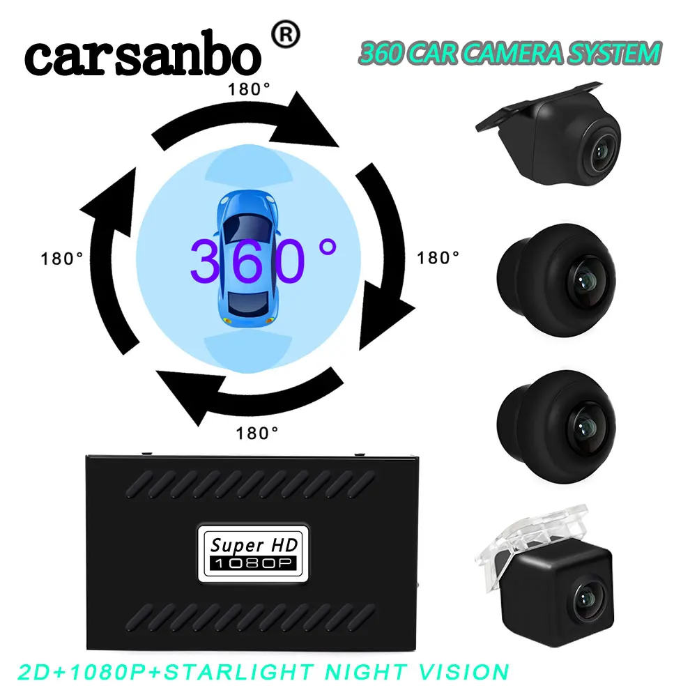 

Carsanbo 360 Degree Bird View Panoramic System Auto Car Reverse Camera Recording Parking Rear View HD Night Vision 4 Cameras