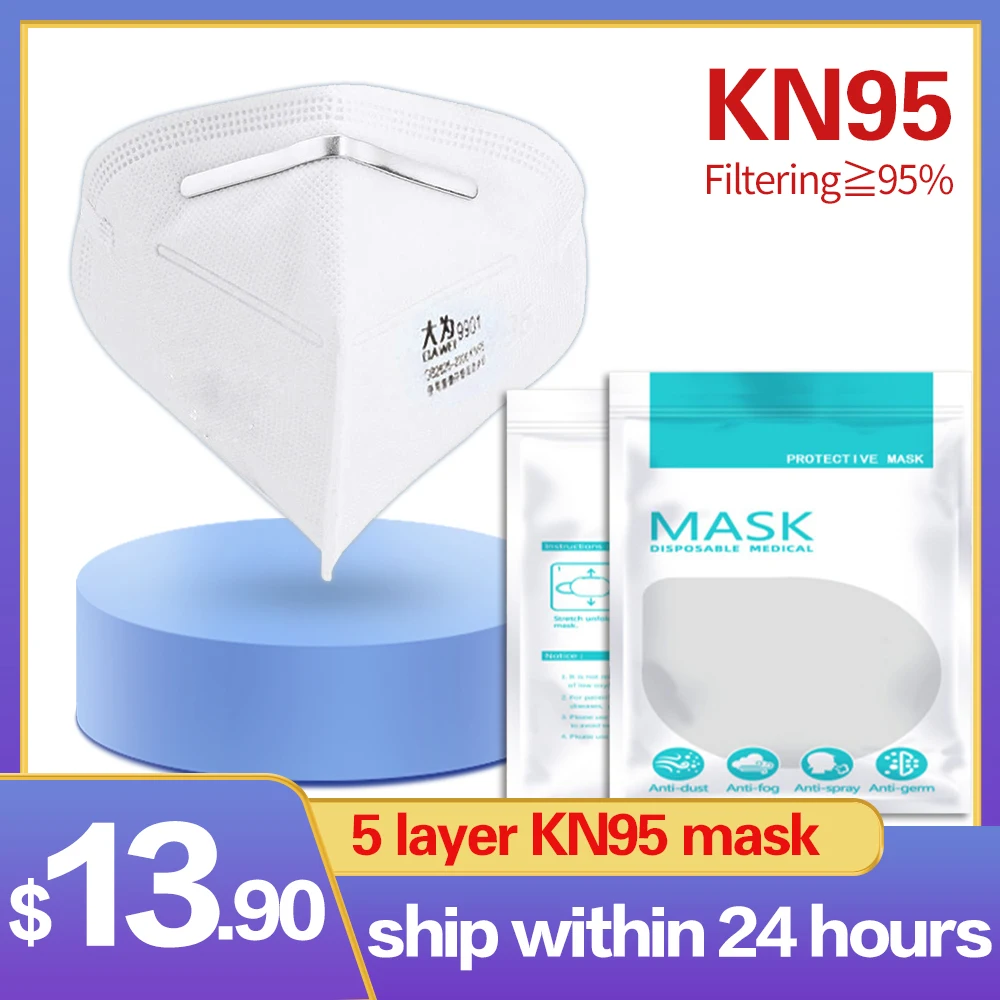 

Disposable Face Masks KN95 Masks Anti Dust Breathable 95% Filtration N95 Mask 5-Layer PM2.5 Dustproof Face Mouth Mask