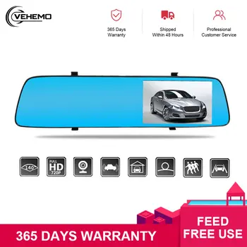 

VEHEMO Car DVR Full HD 1080P 4.5inch IPS Touch Screen Recorder Dual Lens with Rear View Mirror Auto Registrator Dash Camera DVR