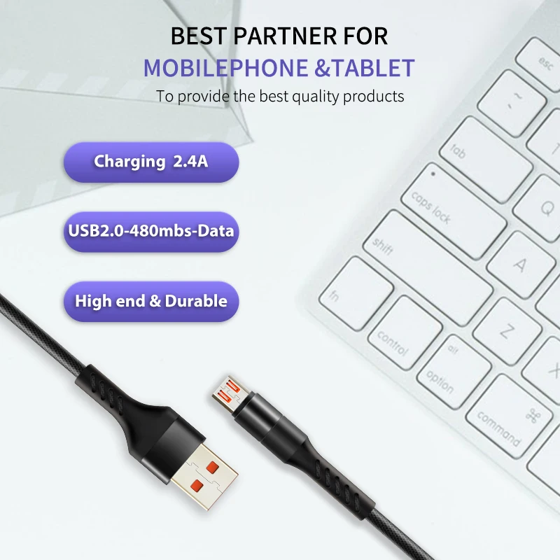 CABLETIME Micro USB Mobile Cable USB Cable USB Charger Phone Cable for Samsung Xiaomi Android USB 2.4A Charge Cord Micro C246