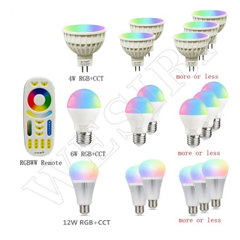 Milight 2 4 г Беспроводной умный светодиодный Светодиодная лампа Вт 5 6 9 12 GU10 E27 MR16 RGB + CCT