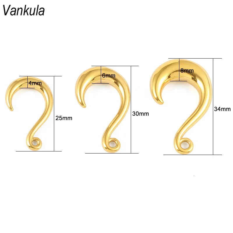 Vankula 6 шт. нерегулярные с драгоценными кристаллами висячие ушные пробки ушные туннели из нержавеющей стали золотые ушные весы с крючком пирсинг измерительные приборы