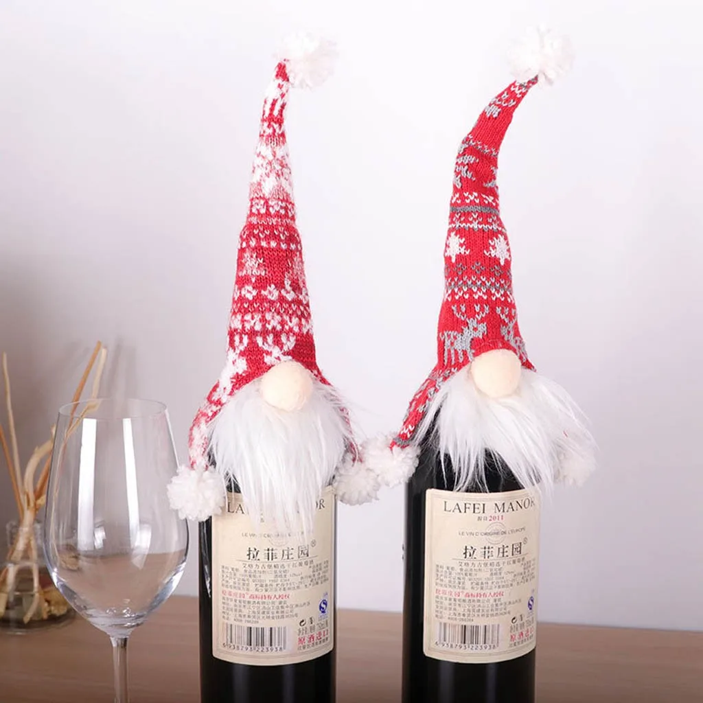 

Wine Bottle Cover Christmas Wine Dust Bags Snowman Stocking Bag Table Decoration Gift Holder Natal navidad decorations Supplies