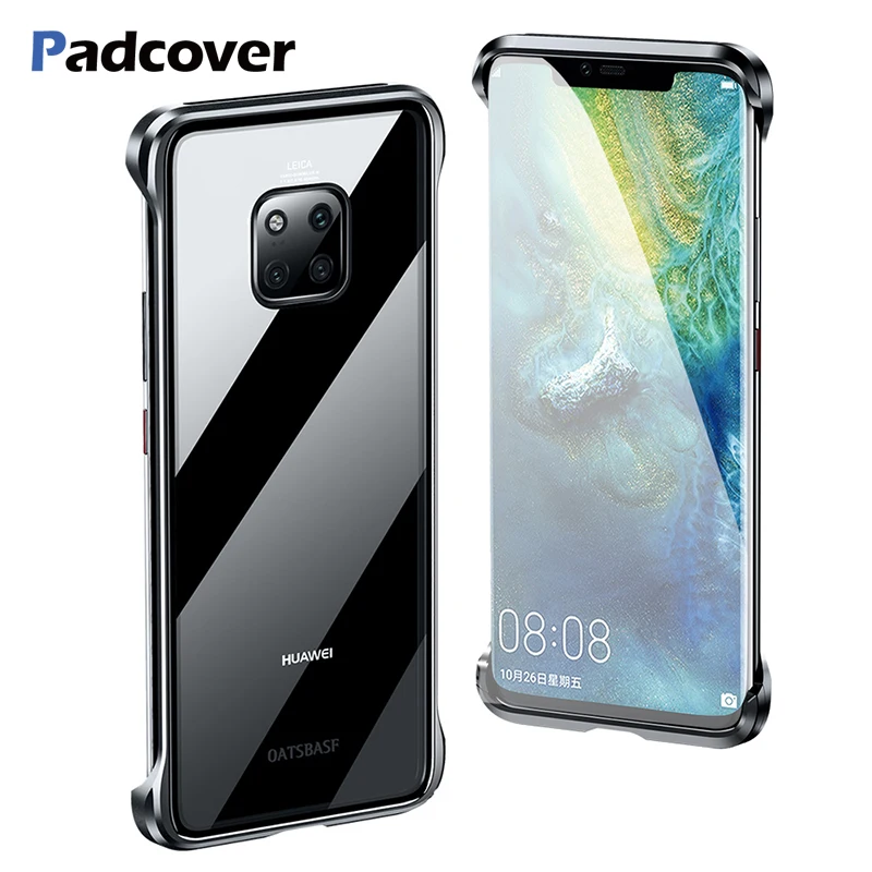 Metal Tempered Glass Phone Case For Huawei Mate 20 pro transparent Simple Shock-proof Back Cover 30 | Мобильные телефоны и