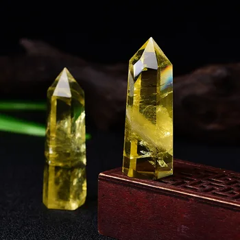 

Natural topaz decoration hexagonal columnar home office for decoration spiritual meditation healing energy stone minerals