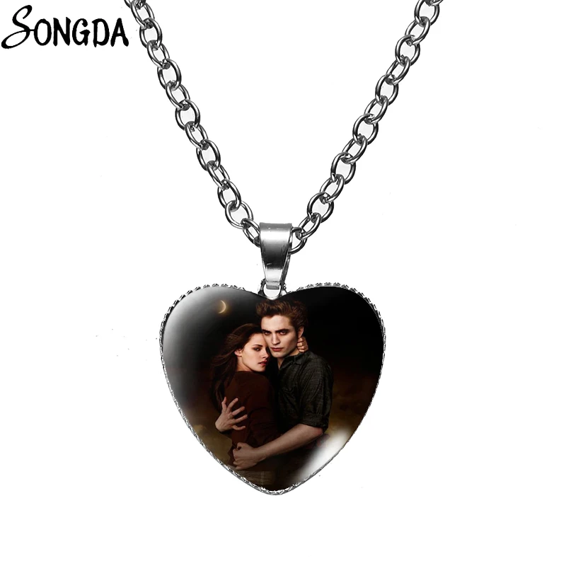 Twilight Movie Bella Edward Jacob Renesmee Character Heart Necklace for Women Men Classic Pendant Chain Glass Jewelry | Украшения и