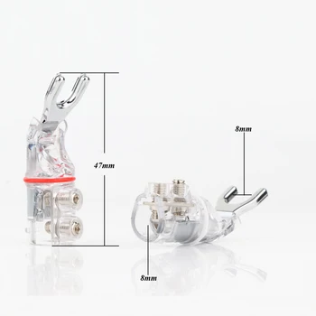 

4Pcs hifi audio Y Spade plug rhodium plated pure copper Speaker Terminal Connector hi-end speaker cable connector adapter