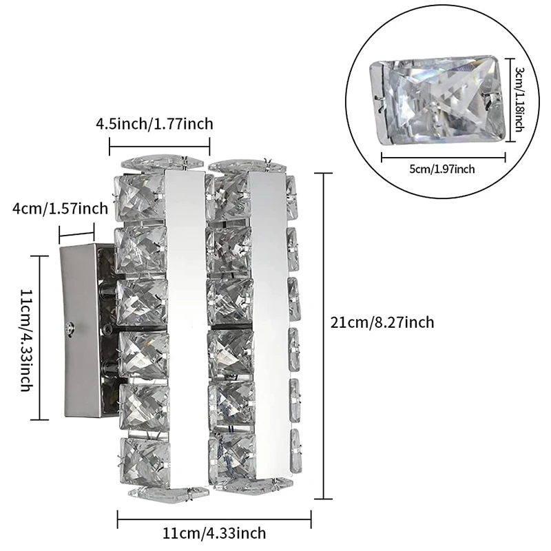 wall lamps Crystal LED Wall Light Modern Wall Lamp Bedroom Bedside Living Room Kitchen Dining Room Hallway Indoor Lighting Home Decor 220V the range wall lights