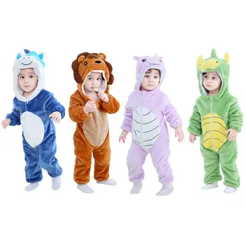 

Unisex-Baby Flannel Animal Onesie Dinosaur Costume Cartoon Hooded Outfit Homewear Baby Siamese Clothes for 0-2 years baby