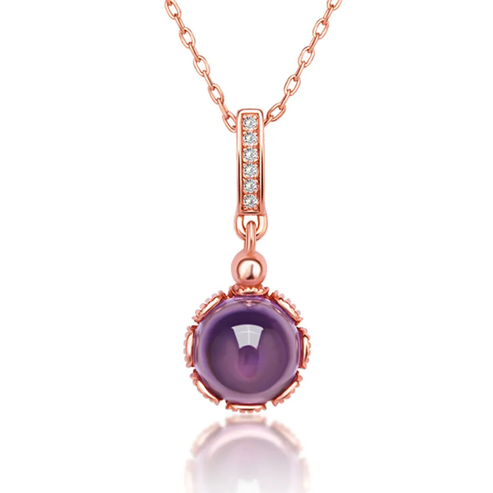 Amethyst Necklace Oval Pendant Slide Gold-plated Sterling Silver Adjustable