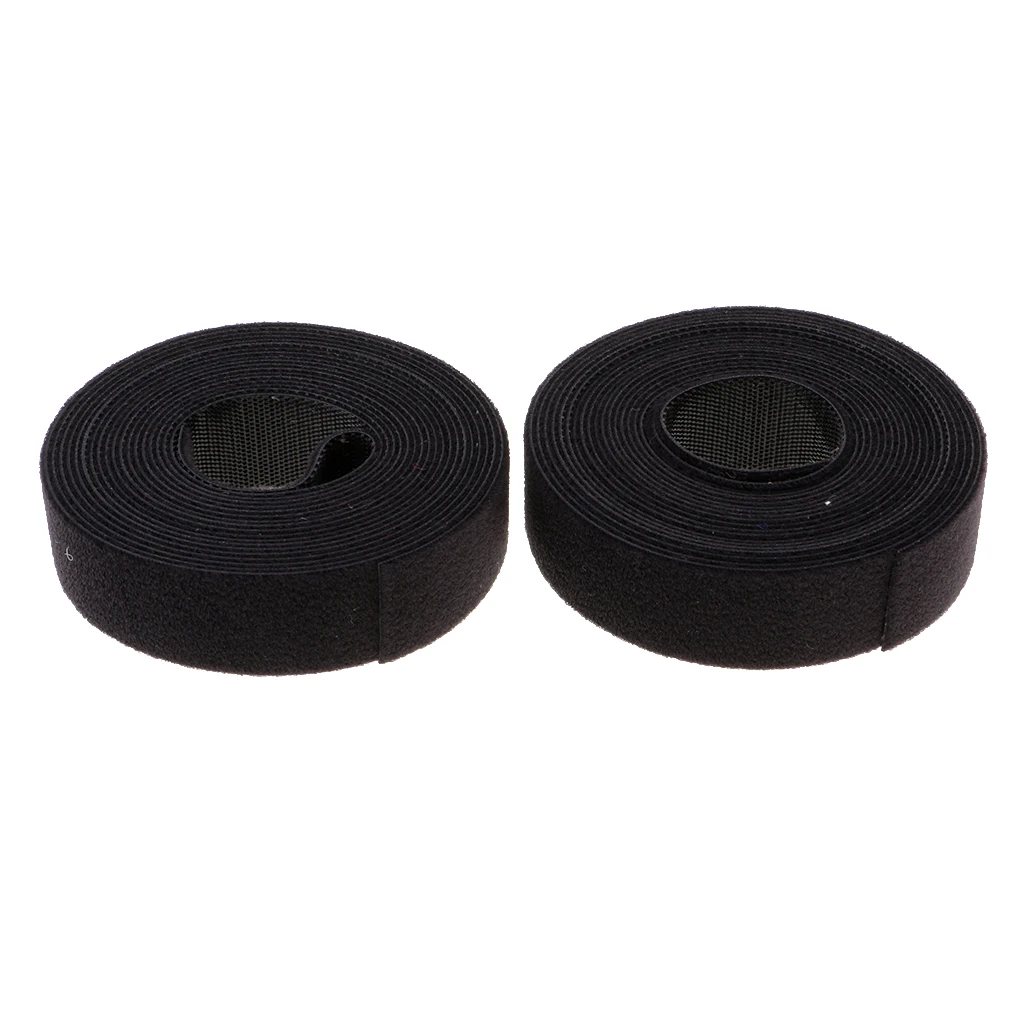 

2 Roll Reusable Fastening Tape Cable Ties Double Side Hook Loop Strap Black
