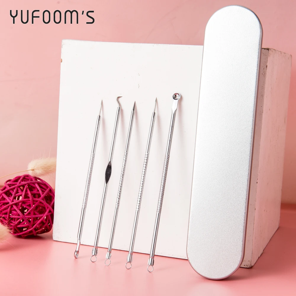 

5Pcs Acne Needles Blackhead Remover Comedone Pimple Black Dots Extractor Spoon for Face Skin Care Tool Set Facial Pore Cleaner
