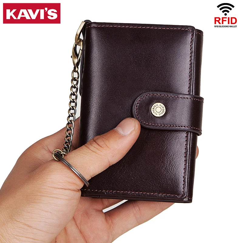 

KAVIS Rfid Cow Genuine Leather Men Credit Card Holder ID Bussiness Card Wallet Male Travel Case Purse Photo Cover Organizer