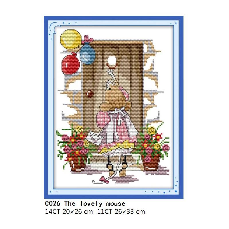 Cross Stitch C026 Набор для вышивания крестиком в виде милой мыши, 14CT, 11CT, напечатанный на холсте, сделай сам, DMC, наборы для вышивания крестиком, рукоделие - Цвет: Cross Stitch C026
