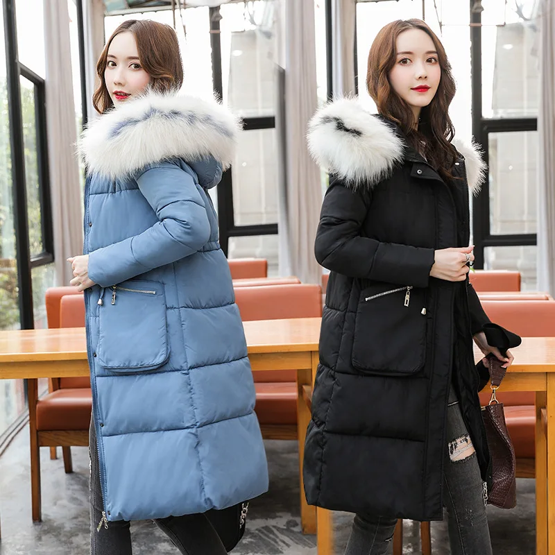 

Fashion Large Fur Collar Mid-length Cotton-padded Clothes Women's 2019 New Style Korean-style Slim Fit down Jacket Cotton-padded