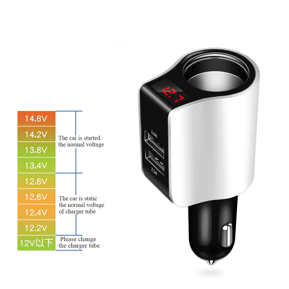 Двойной USB прикуриватель Смарт автомобильное зарядное устройство Напряжение Ток дисплей телефон gps Зарядка адаптер USB 2 способ разветвитель Быстрая зарядка