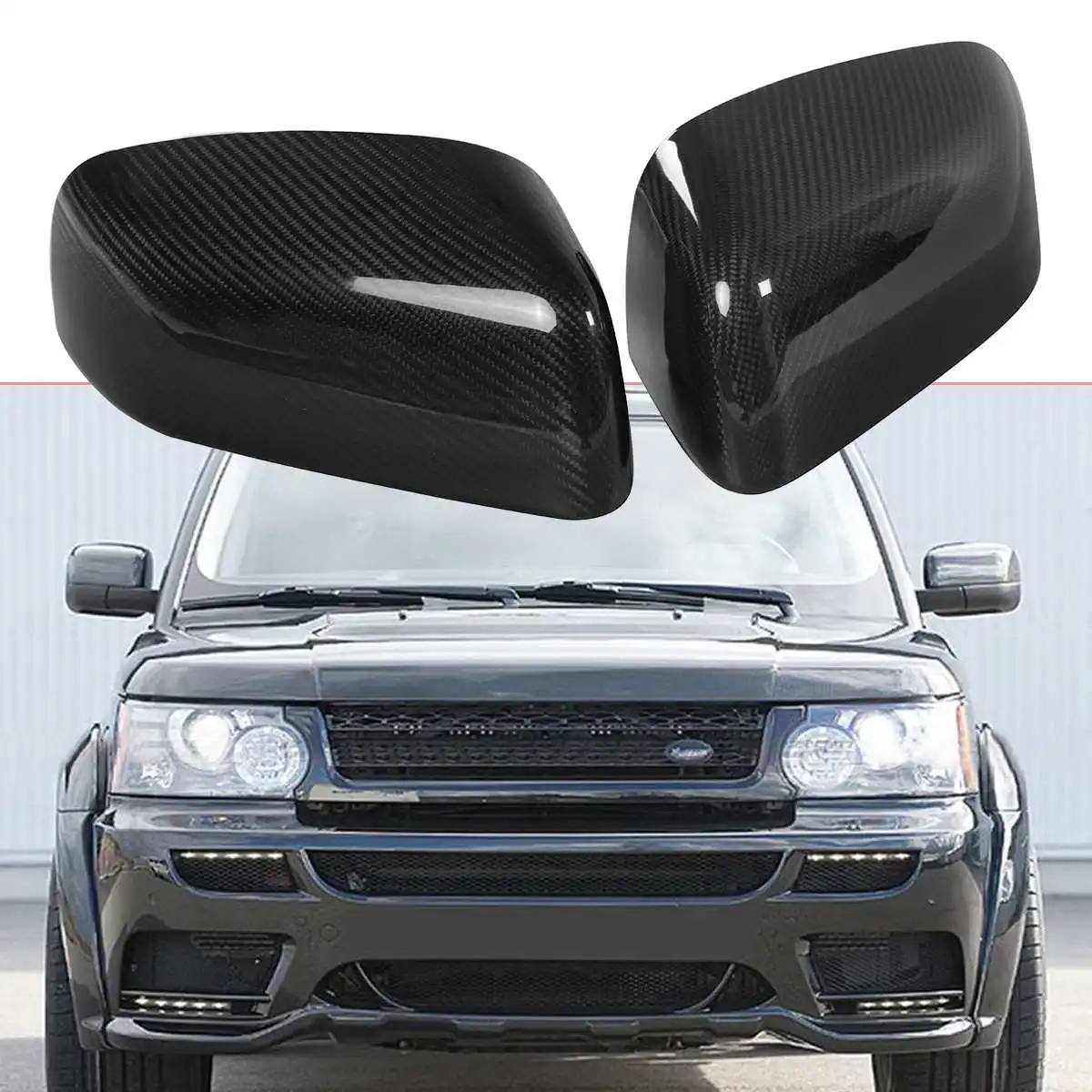 

2pcs Real Carbon Fiber Add-On Car Rear View Side Mirror Cover Caps For Land Rover For Range Rover Sport For Range Rover L322